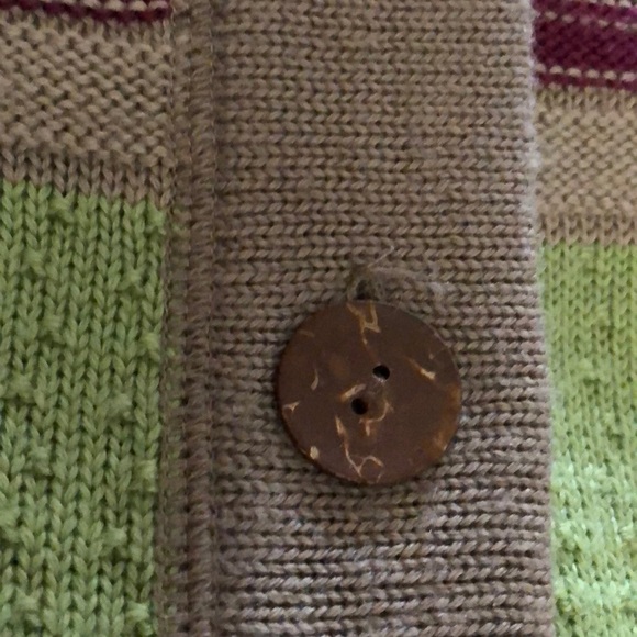 Gorgeous C&B Cardigan-Sz Lg-Tan/Lime/Yellow/Orange - Picture 11 of 13